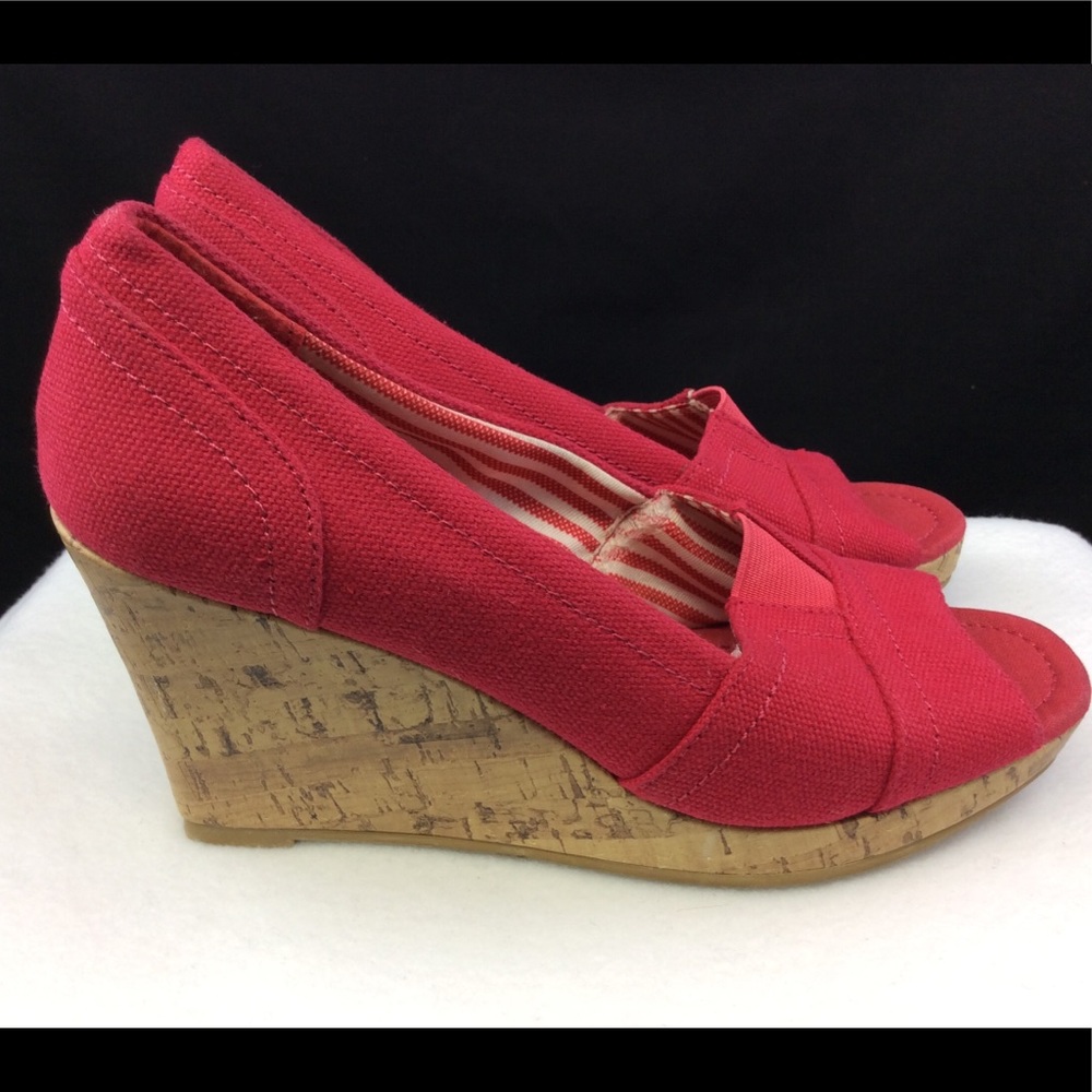 Rampage Canvas Wedge Cork Red - Picture 1 of 6